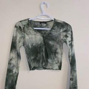 Shein green tie dye cardigan
